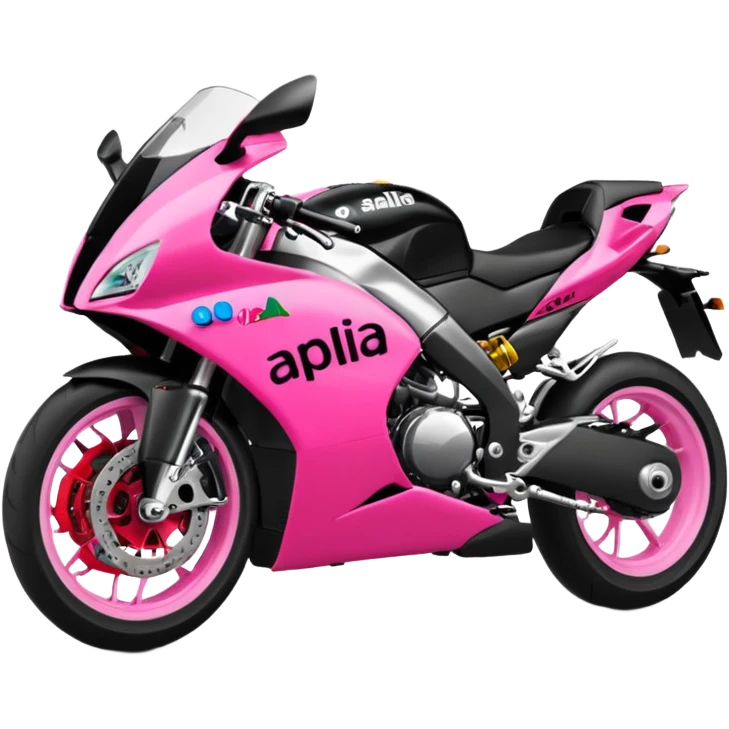 moto sportiva con scritta aprilia nera e solo avanti rosa fluorescente  emoji