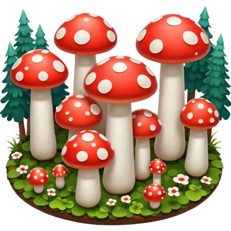 Isometric view mushroom forest emoji