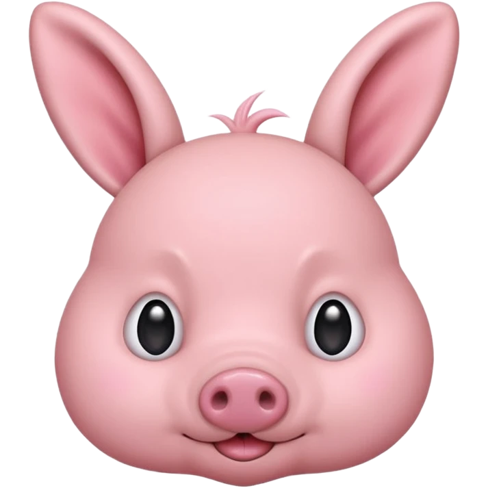 a pink creature with a pig snout but bunny ears , small smirk and blush - fringe covering the top half of his eyes ( dwaekki ) emoji