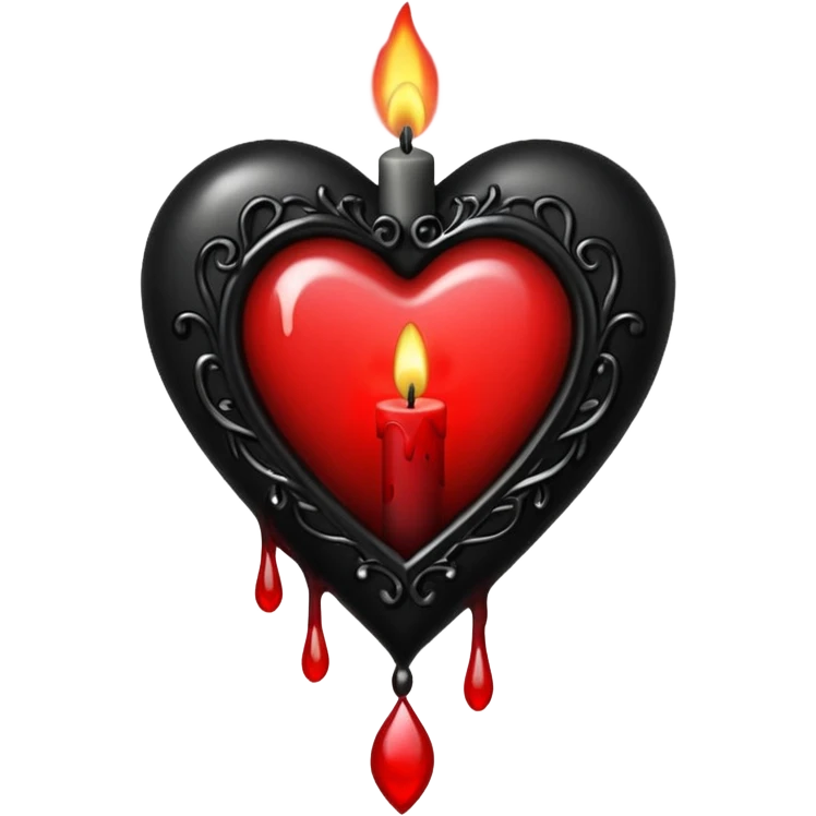 gothic heart with a dripping candle emoji