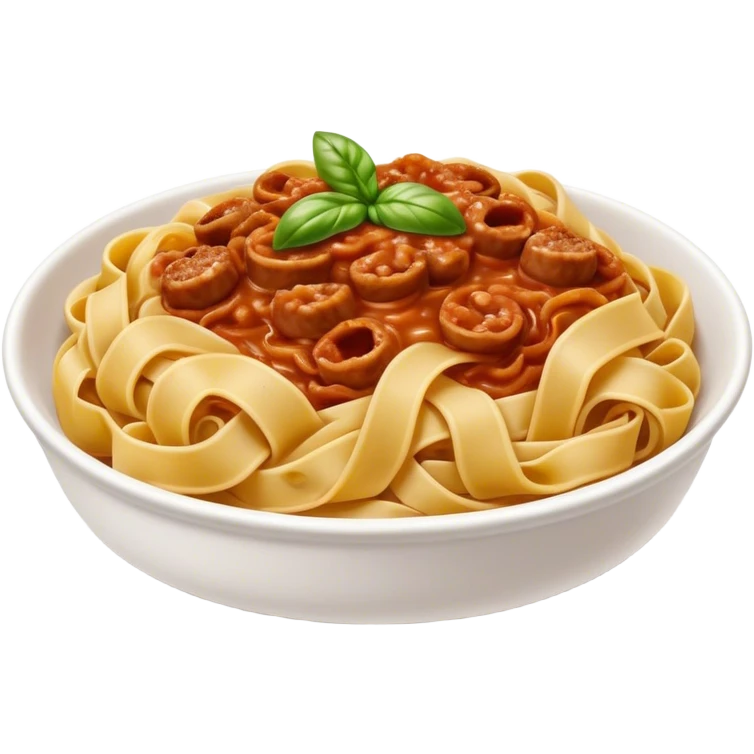 Cinematic Realistic Tagliatelle al Rag√π Dish Emoji, showcasing hand‚Äêcut pasta enveloped in a rich, slow‚Äêcooked meat sauce rendered with detailed textures and hearty, inviting lighting. emoji