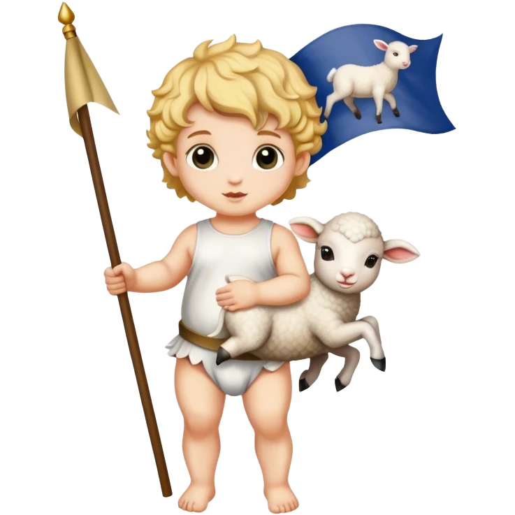putto with a flag with a lamb painted on it emoji