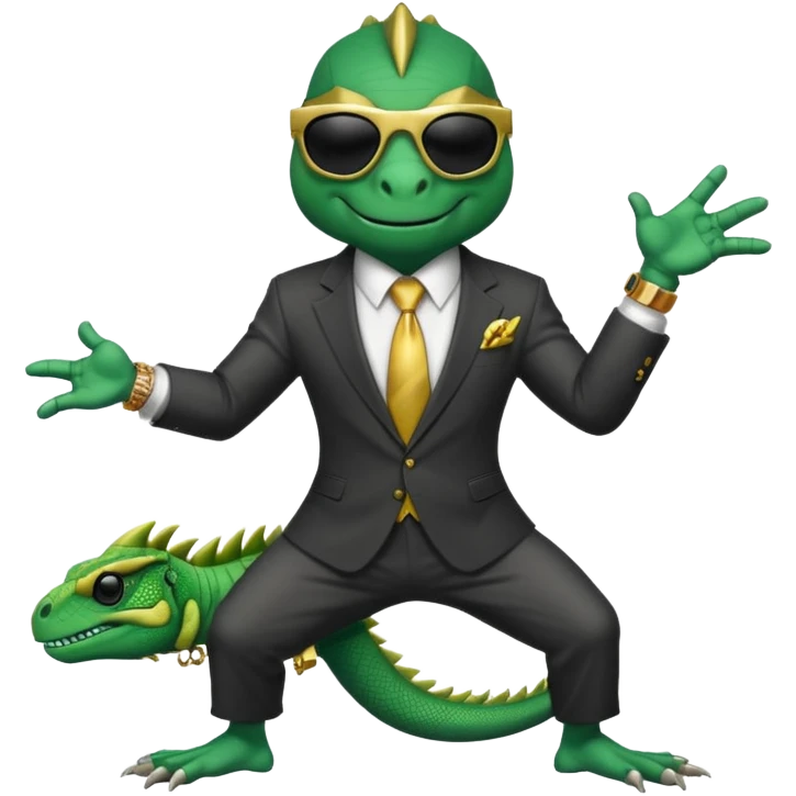capitalist iguana banker godfather with black sunglasses breakdance no problem emoji