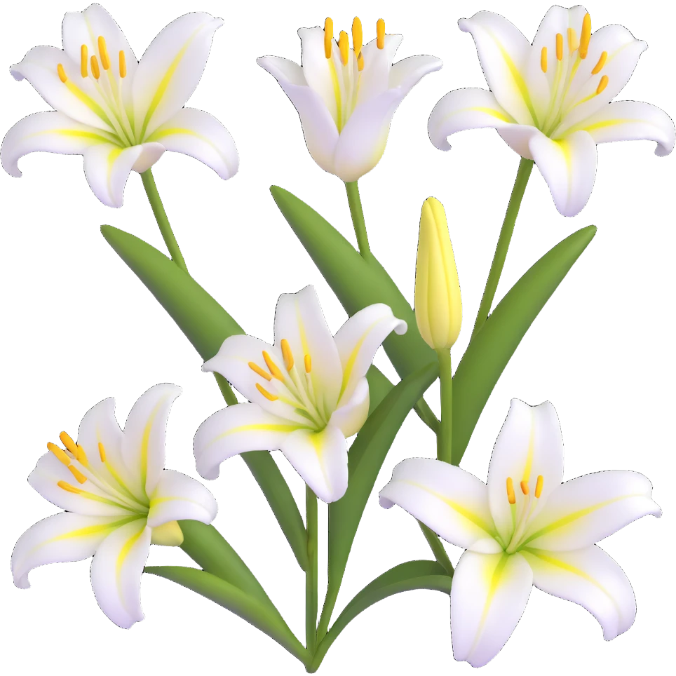 detailed white lily flower with yellow stamen emoji