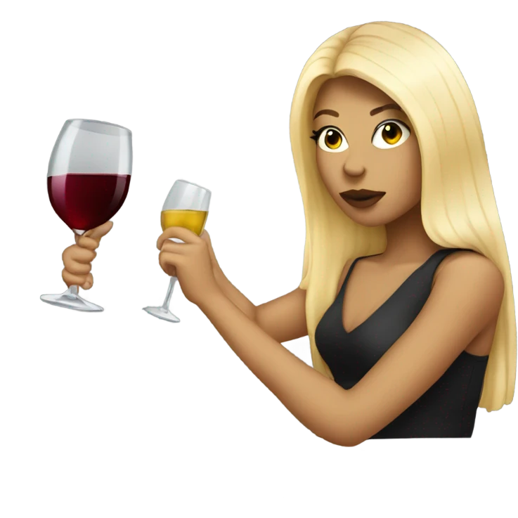 Blonde baddie drinking wine emoji