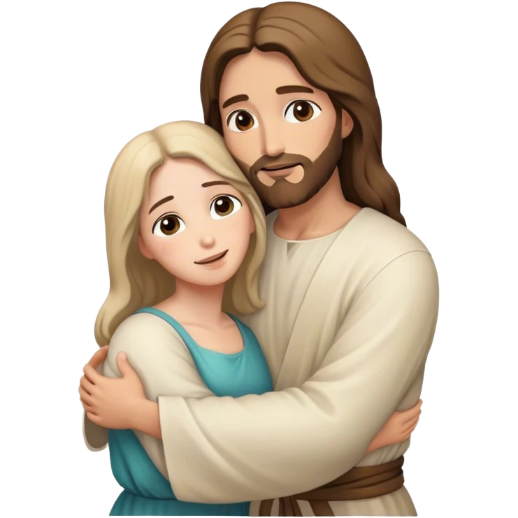 Jesus hugging woman emoji