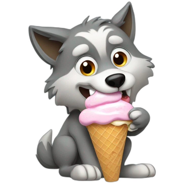 Wolf eating ice cream emoji