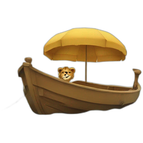 Lion sur un bateau emoji