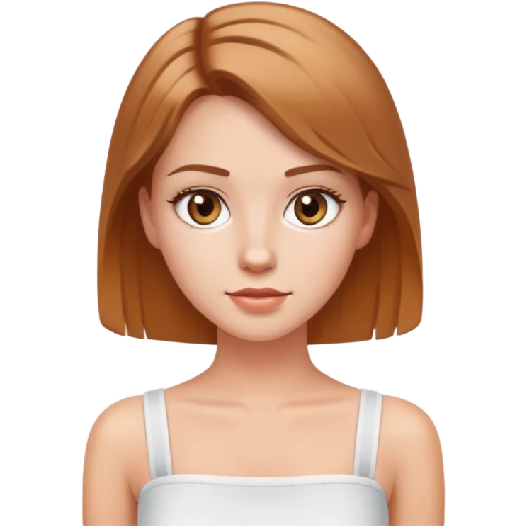 Pretty white girl with light brown hair and hazel eyes wearing a white tube top emoji