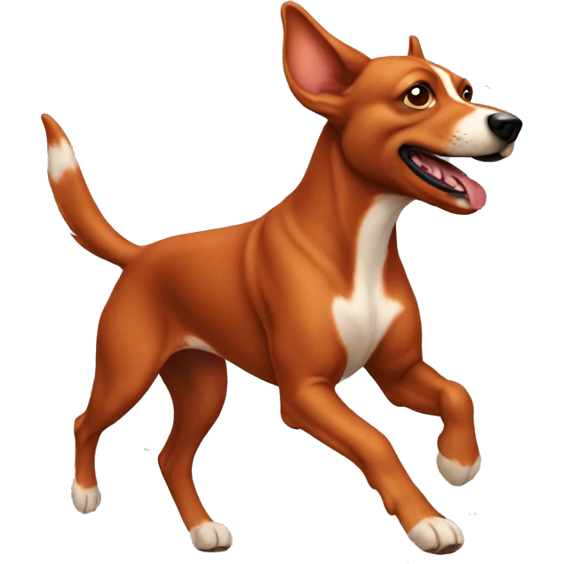 realistic solid red dog with pointed ears running emoji