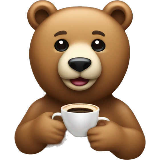 Crea un oso pardo con cafe y una camara  emoji