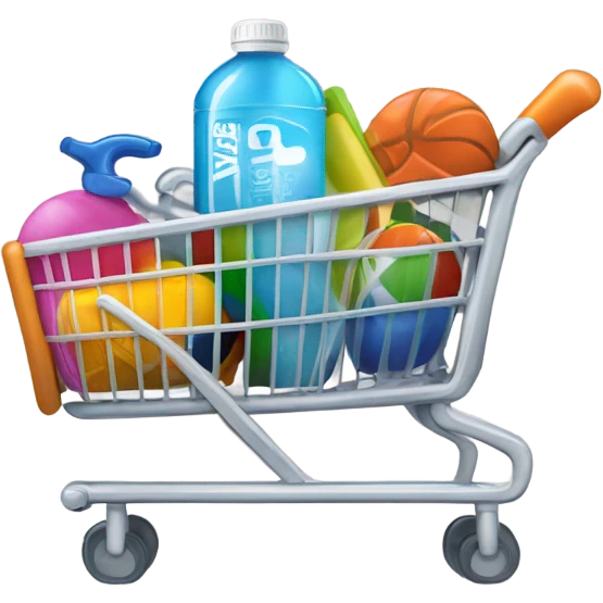 shopping cart with gym items emoji