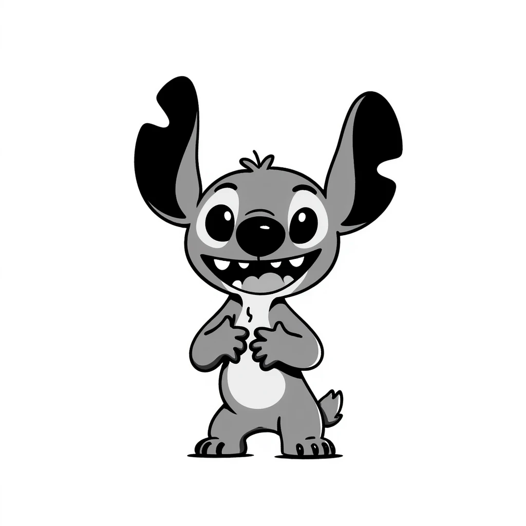 Stitch, the blue alien from Lilo & Stitch, hand-drawn doodle style emoji
