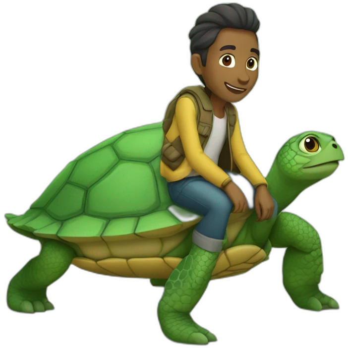 Julien sur une tortue emoji
