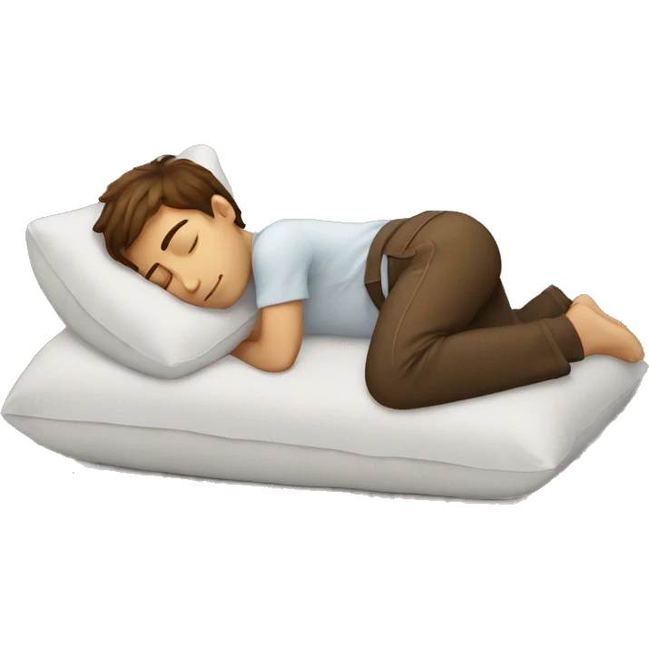 Brown hair boy sleeping on pillow emoji