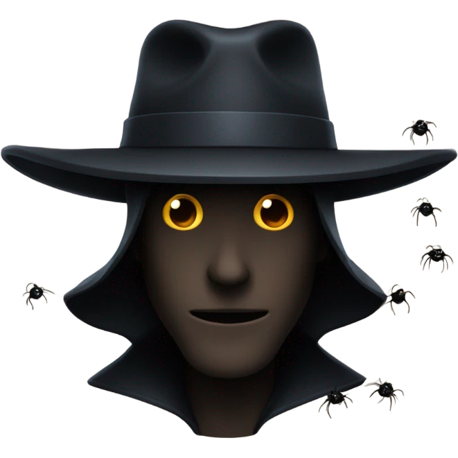 the hat man in the shadows with spiders emoji