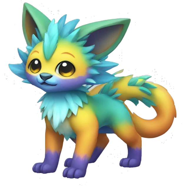 Cute cool colorful fantasy animal hybrid Fakemon full body emoji