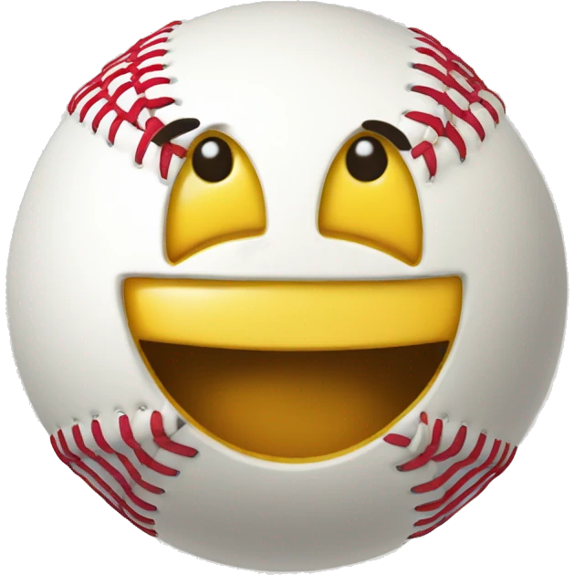 Baseball with happy smiley face emoji
