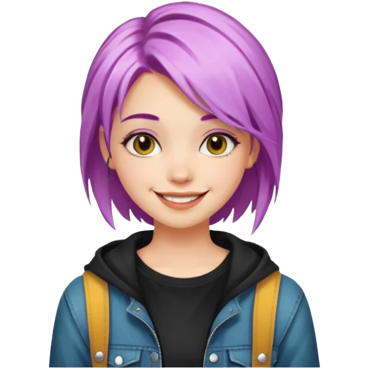 stylish teen girl and dyed her hair, grunge outfit emoji