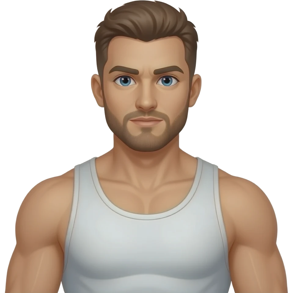 Erstelle ein Bild von einem muskulösem Mann, der Kopf soll nicht zu sehen sein, der ragt aus dem Bild heraus emoji