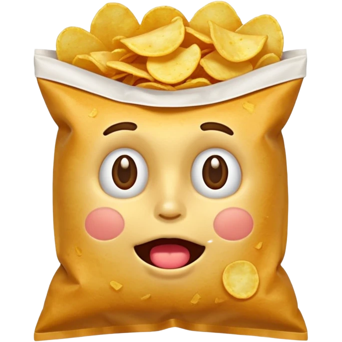 potato chips with mouth closed emoji