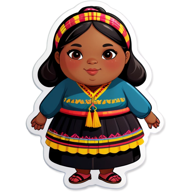 fat girl, with black skin and peruvian clothes  emoji
