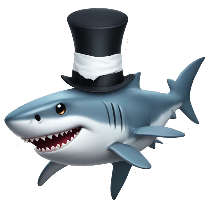 Shark with a top hat emoji