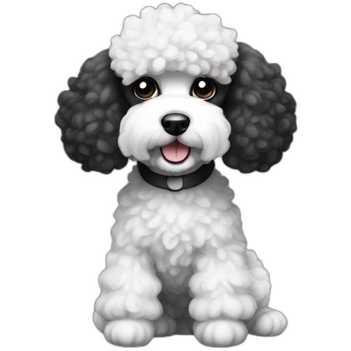 Mini black and white poodle emoji