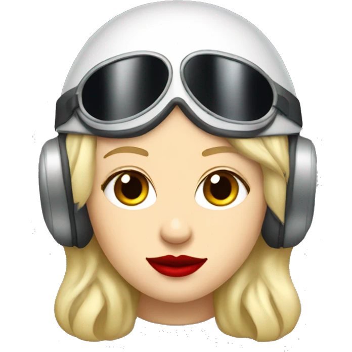 Blonde Russian pilot girl with red lips with airplane pilot headset   emoji