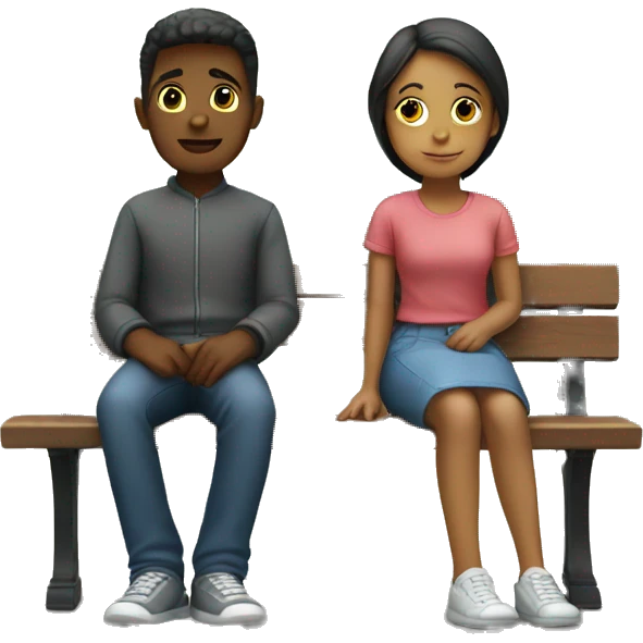 Girl and Boy sitting on a bench emoji