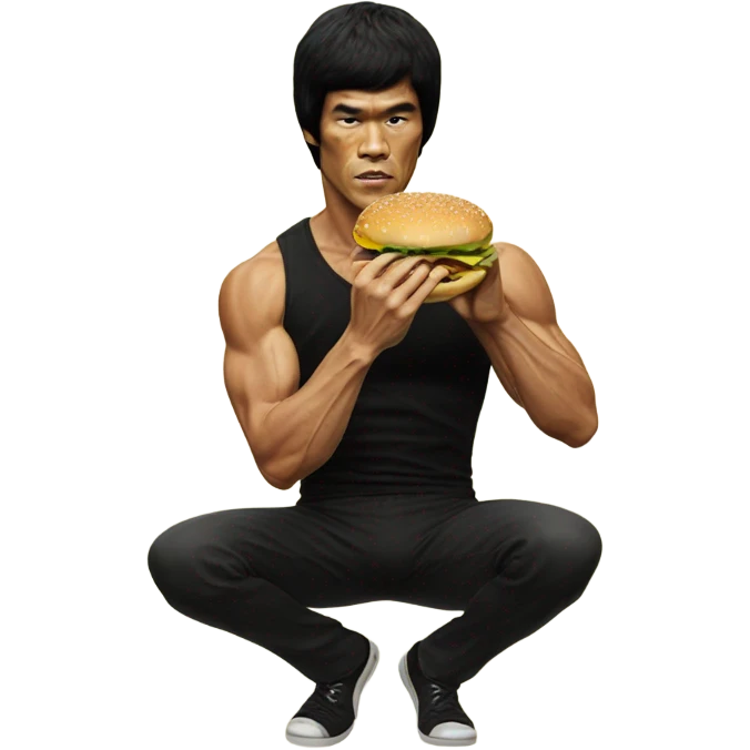 bruce lee eating hamburger emoji
