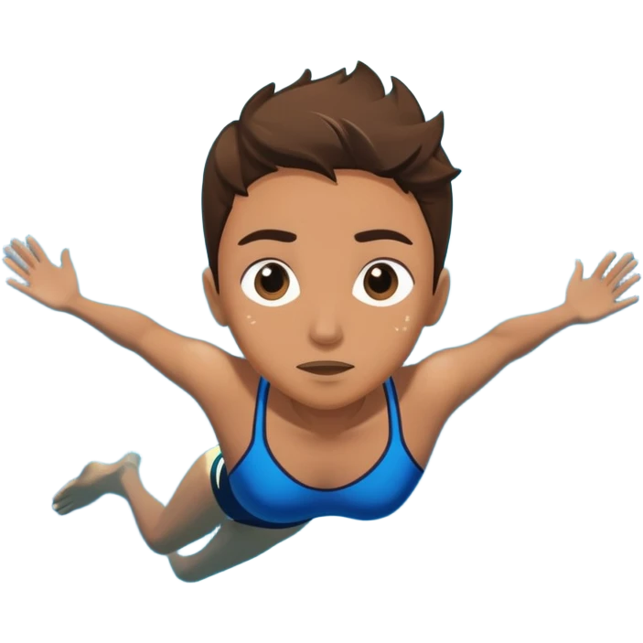 determined pool diver dives into a pool of confidence blue water underneath water water determined look emoji