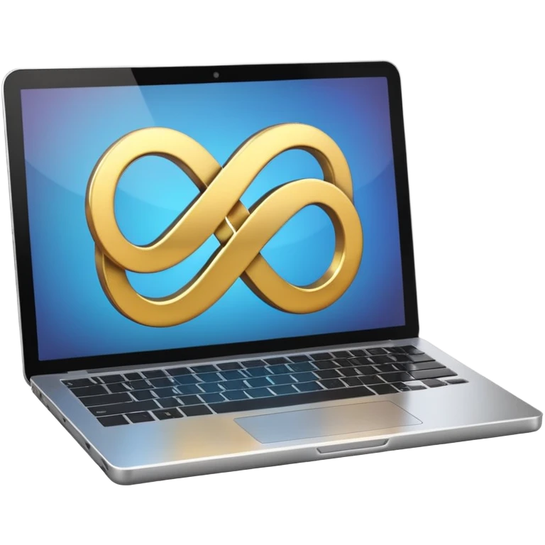 an infinity sign and a laptop with video emoji