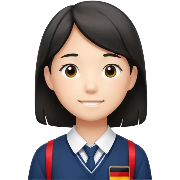 페르소나 요약 : 교복을 입고 독일 국기를 생각풍선 안에 떠올리는 10대 한국인 학생. emoji