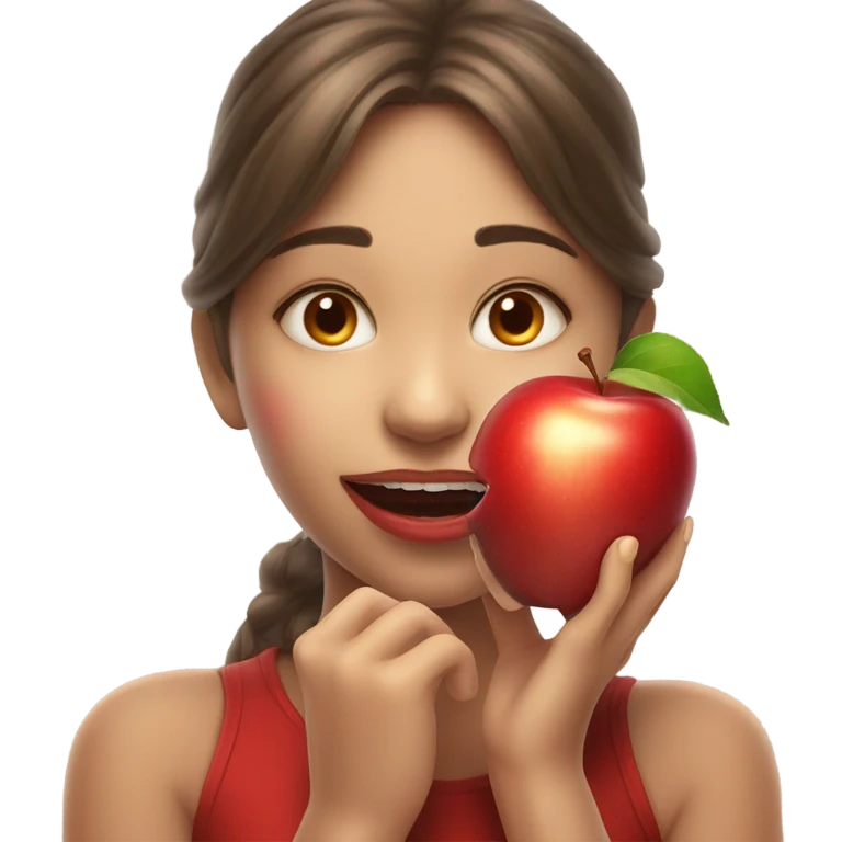 Apple in girls mouth emoji