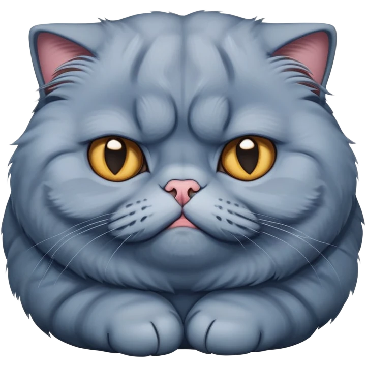 Grumpy Scottish fold blue fat cat emoji