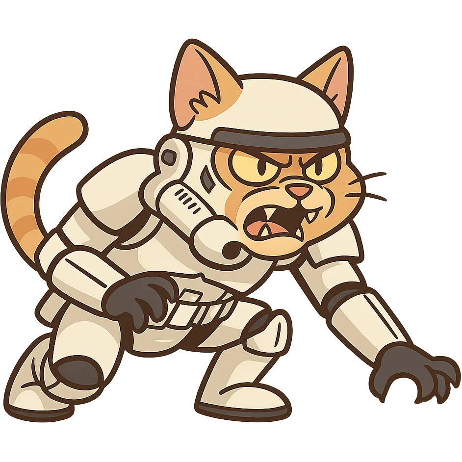 stormtrooper cat crouched and ready to attack emoji