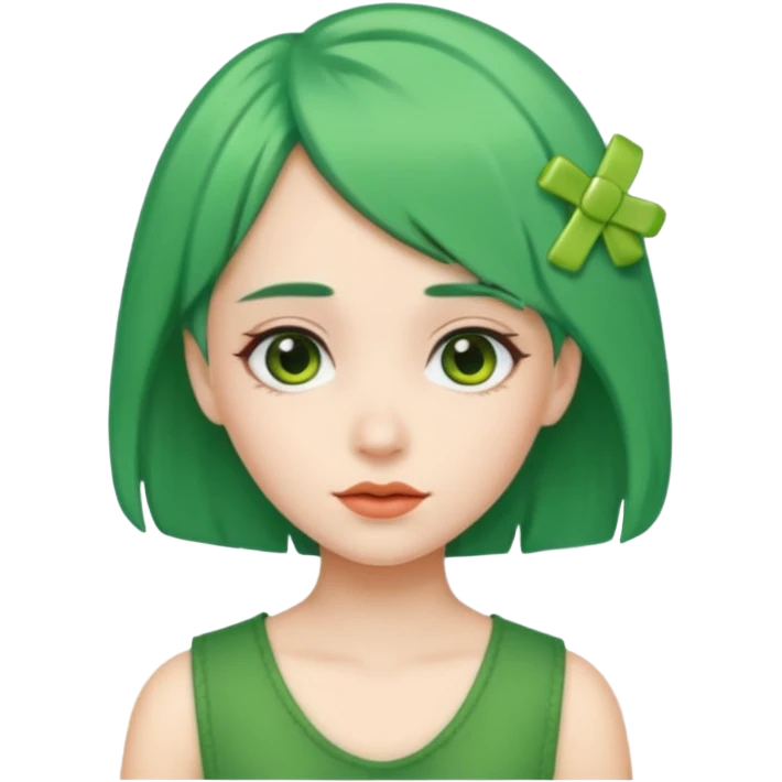 girl with green hair clip emoji