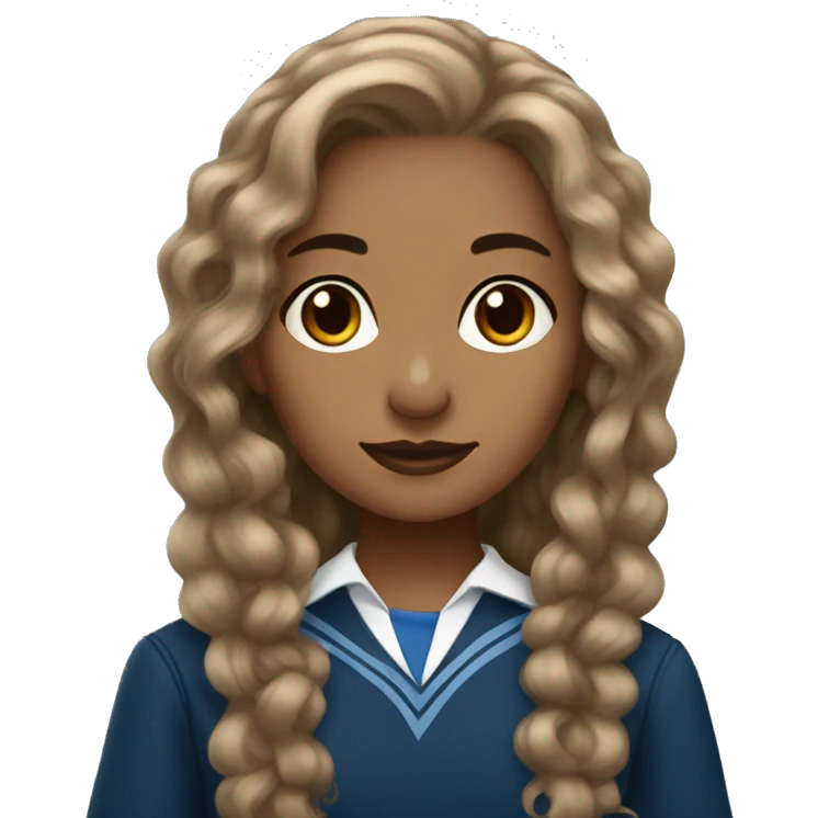 Ravenclaw girl wavy hair very light brown skin emoji