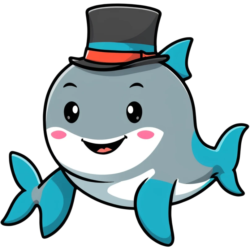 Shark with a top hat emoji