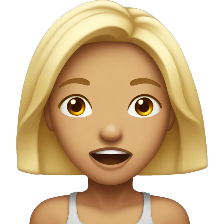 Tan girl with blonde hair standing up yawning emoji