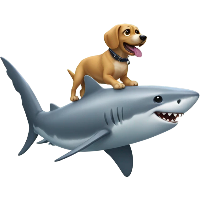 dog riding a shark with lazars emoji