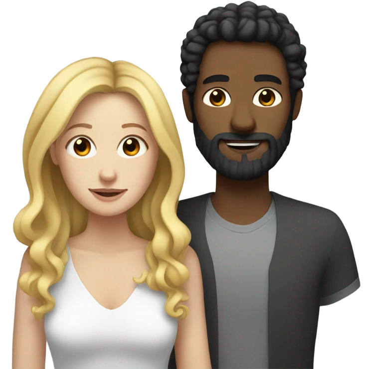 white woman with curly black hair together with a bearded white man emoji