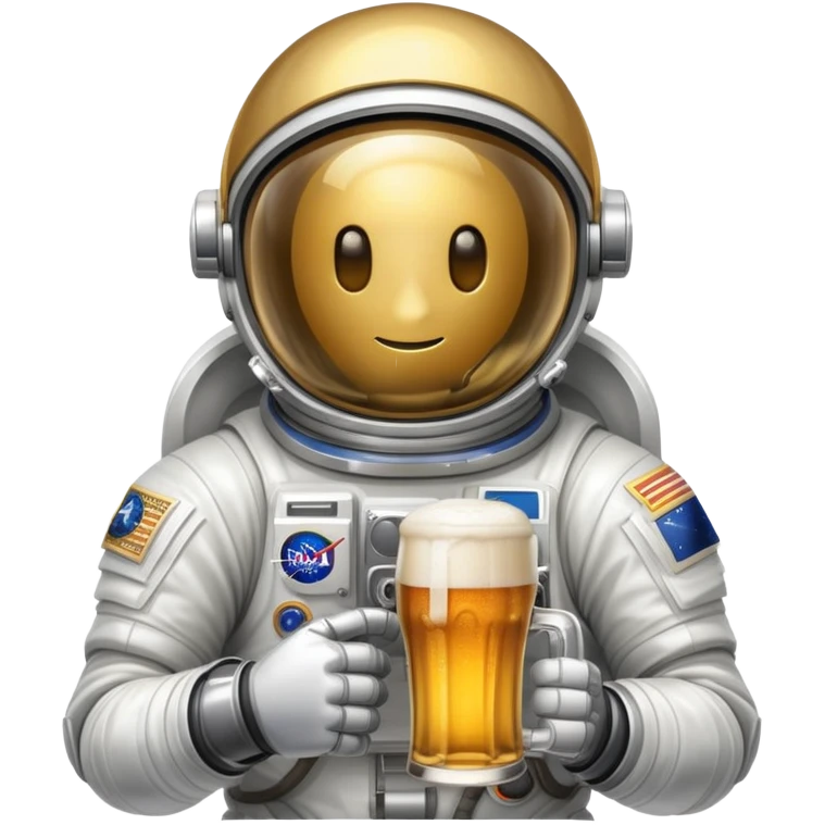 a full astronaut space suit with a pint of delicious beer inside it instead of a human, the glass of beer visible through the helmet emoji