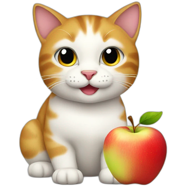 cat with apple emoji