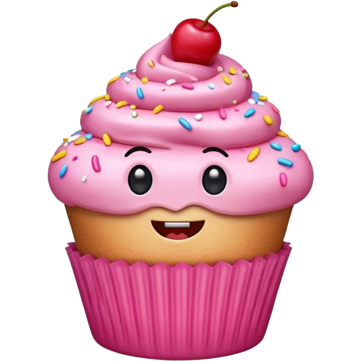 cute expressive pink cupcake character emoji emoji