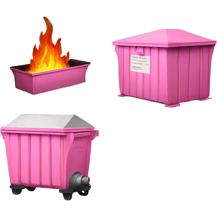 Pink Dumpster fire ; with architectural drawings burning  emoji