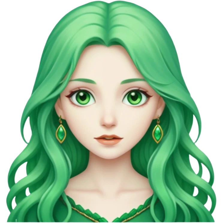 long green haired fantasy woman emoji