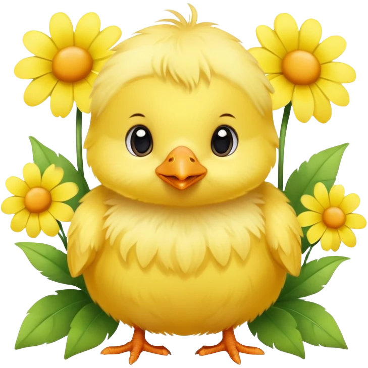 Little cute chick with flowers  emoji