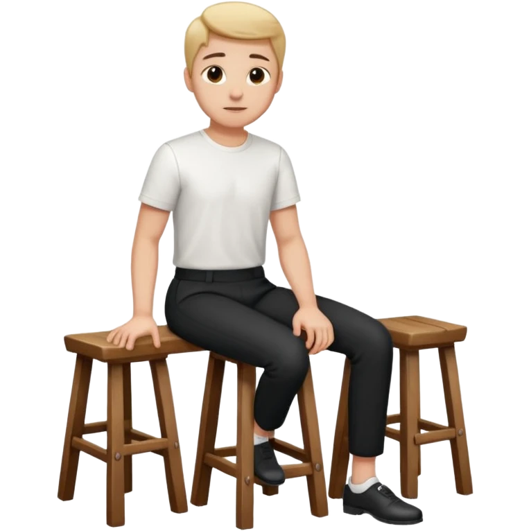 a person sitting on a stool with straight back turn in straight body putting their hands on both legs. emoji